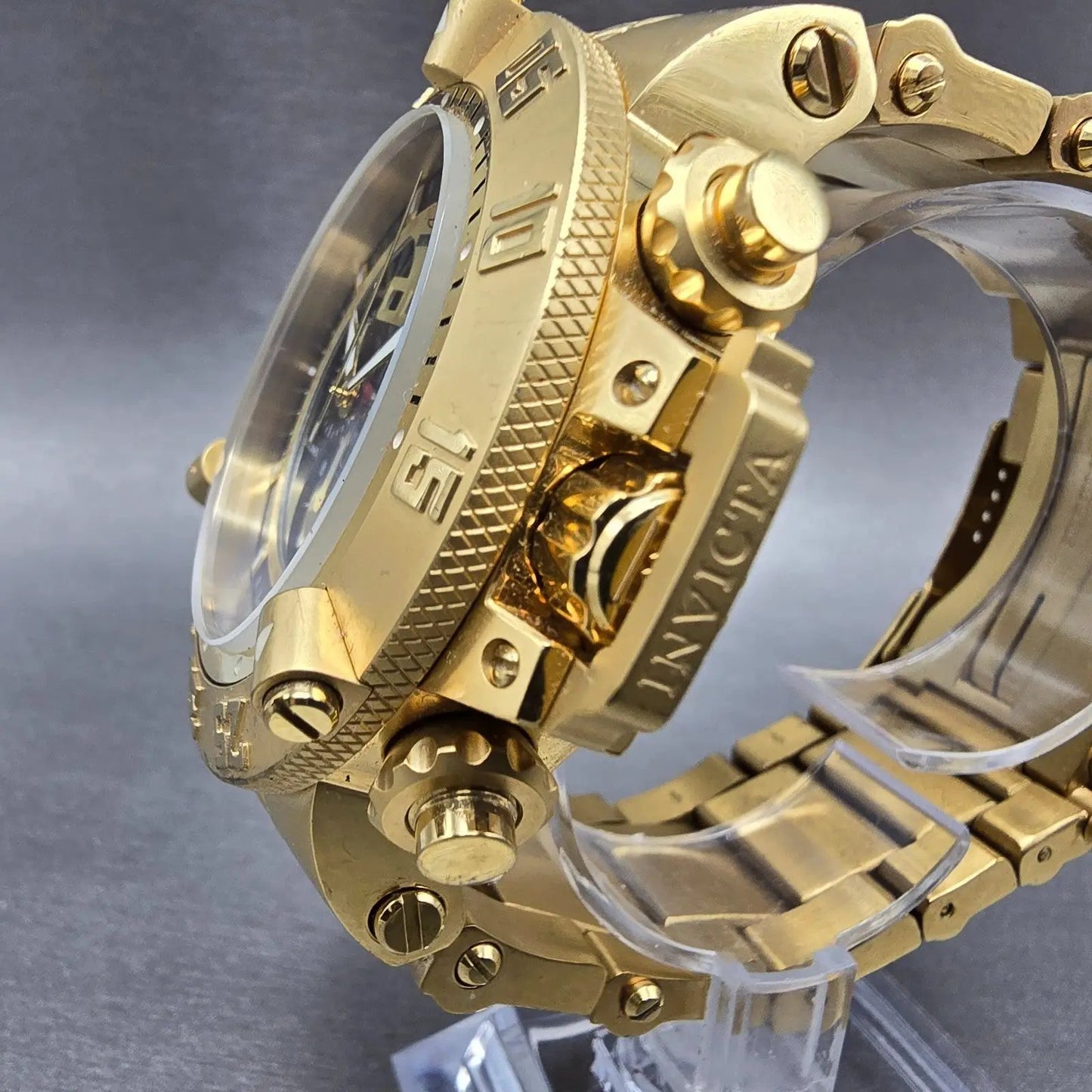 Invicta Sub Aqua Noma III Chronograph Watch Men 50mm Black Dial Gold Tone NewBat2
