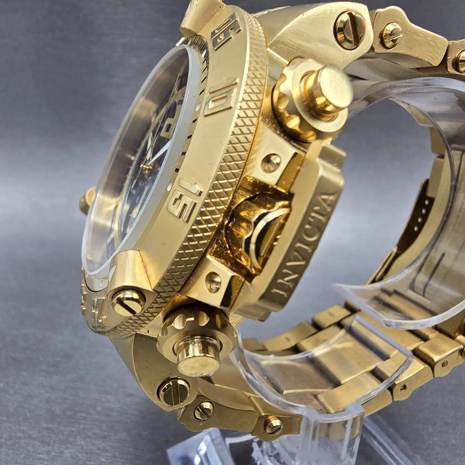Invicta Sub Aqua Noma III Chronograph Watch Men 50mm Black Dial Gold Tone NewBat2