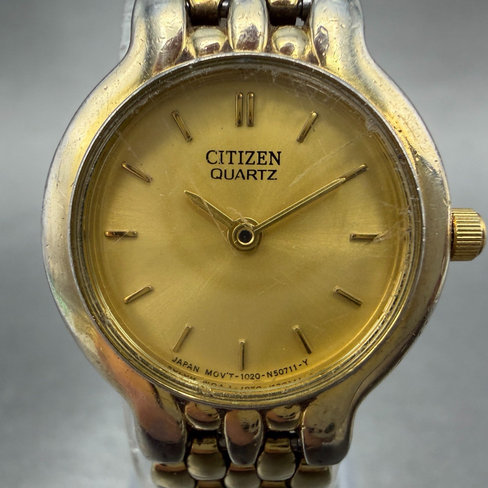 Citizen Watch Women 22mm Gold Dial Gold Tone Round 1020-S54554 New Battery1