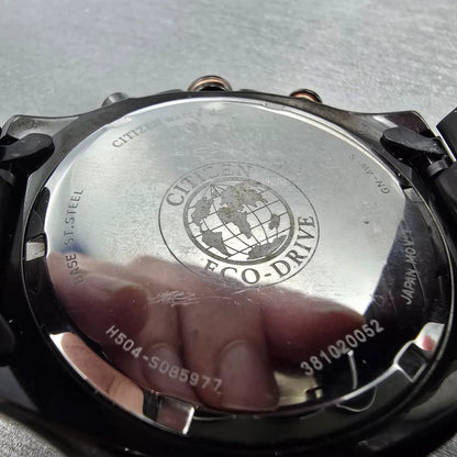 Citizen Eco-Drive Chronograph Watch Men 46mm Black Dial Black Date AT2187-51E9