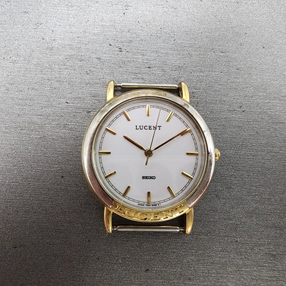 Seiko Lucent Watch Men 30mm White Dial Two Tone 7n01615a New battery0