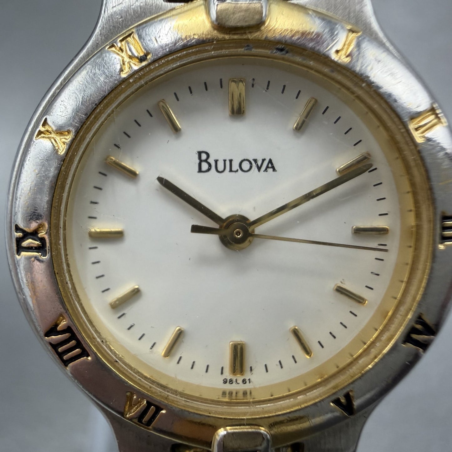 Bulova Watch Women 24mm Cream Dial Two Tone Round Bracelet 98L61 New Battery ABC1