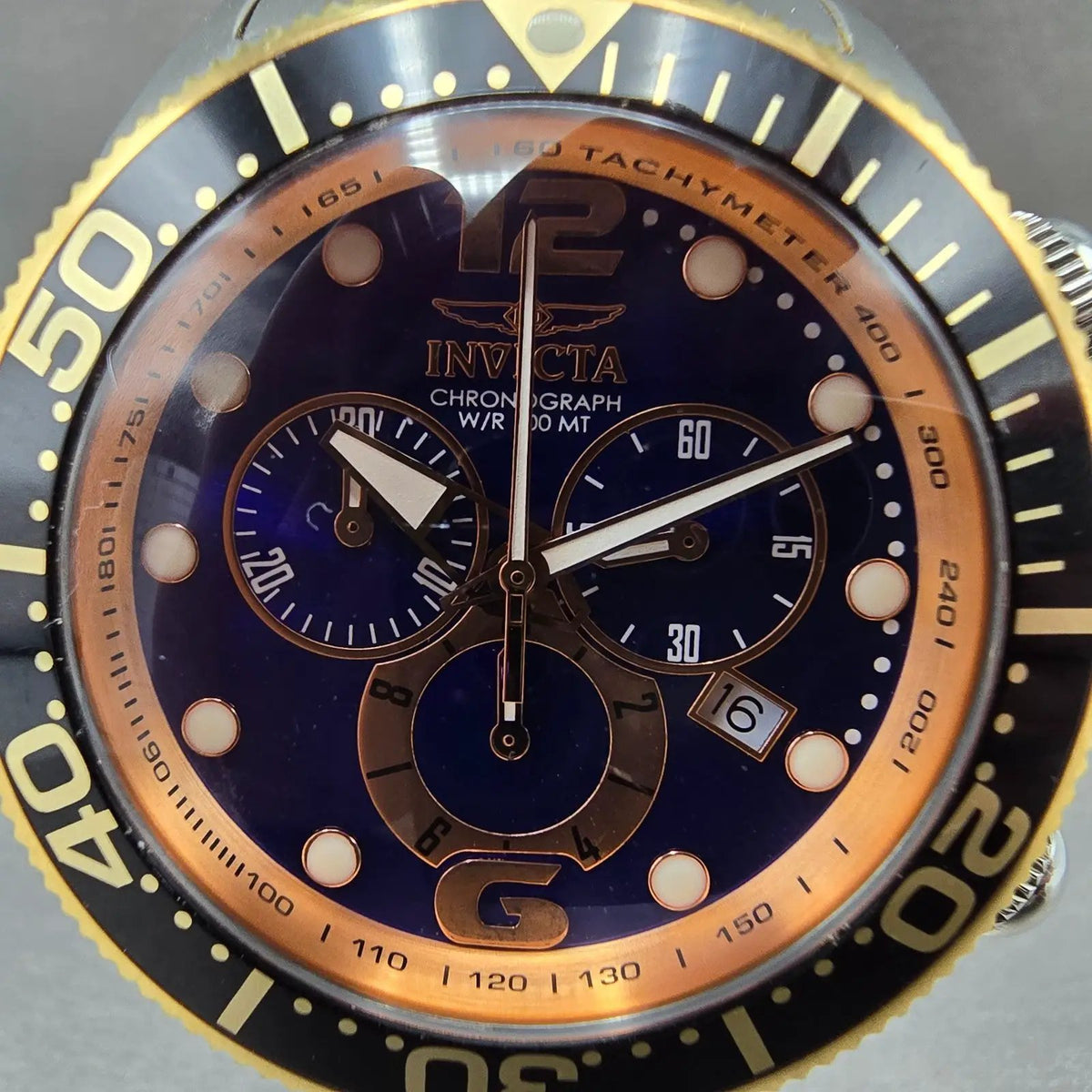 Invicta Lupah Chronograph Watch Men 47mm Blue Dial Silver Date 14203 New Battery1