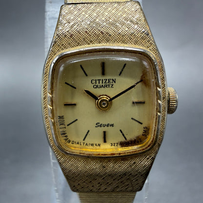 Citizen Seven Watch Women 16mm Champagne Dial Gold Tone 3220-949633 New Battery1