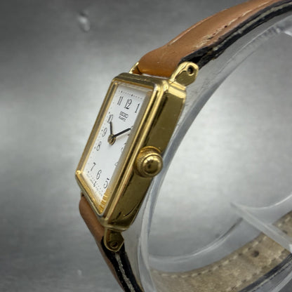 Seiko Tank Watch Women 17mm White Dial Gold Tone Rectangle 1F20-5D40 New Battery2