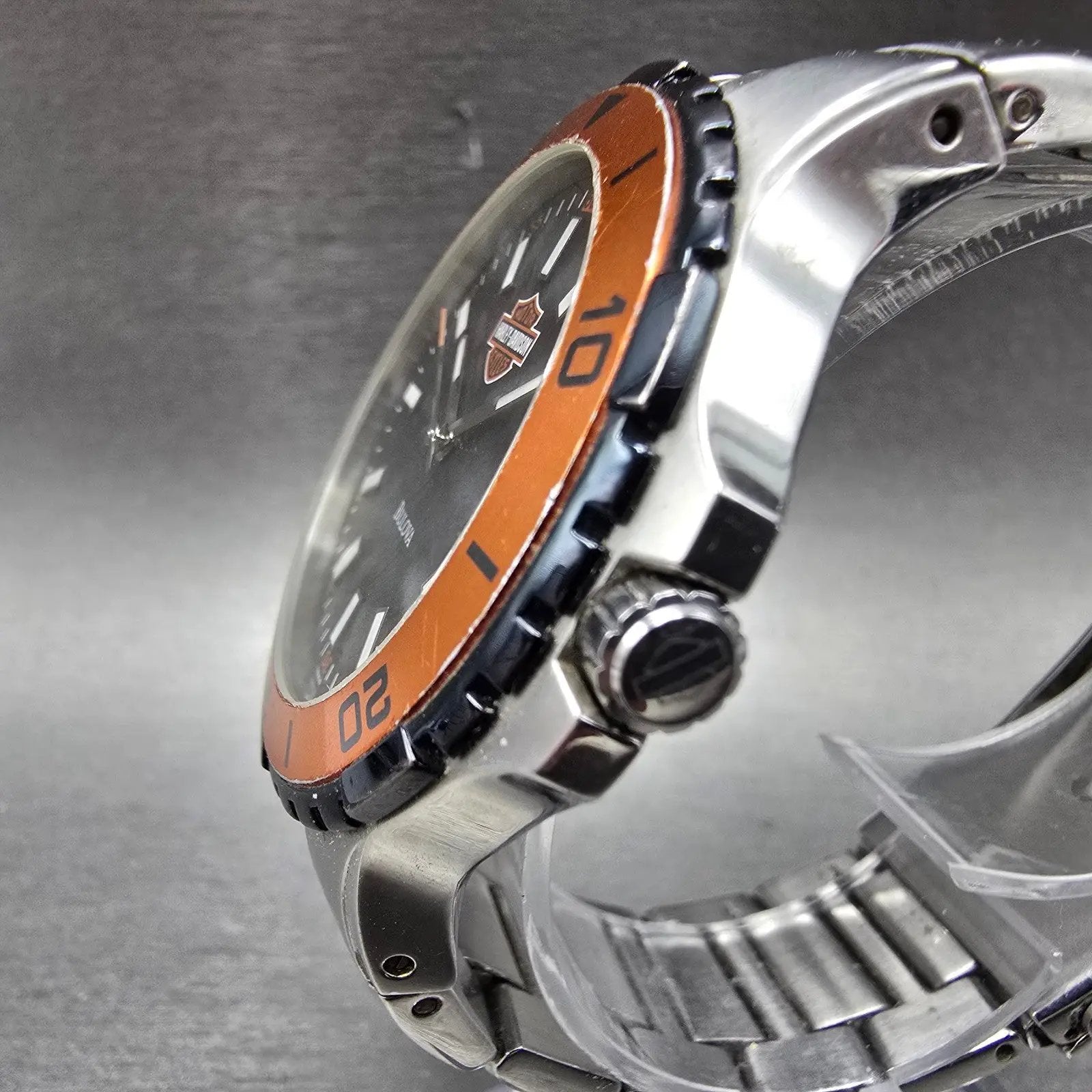 Bulova Harley Davidson Watch Men 42mm Black Dial Silver Tone Date 78B09 New Batt2