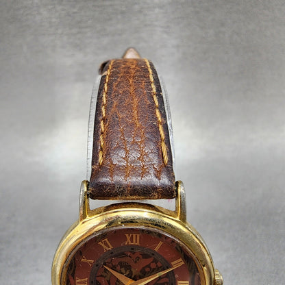Seiko Watch Women 26mm Red Floral Dial Gold Tone Round 1n000d59 New Battery4