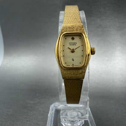 Citizen CQ Watch Women 17mm Champagne Dial Gold Tone 3220-324099 New Battery5
