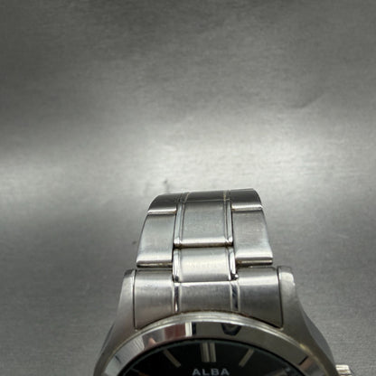 Seiko Alba Watch Men 38mm Black Dial Silver Tone Daydate 7N43-0BA0 New Battery3