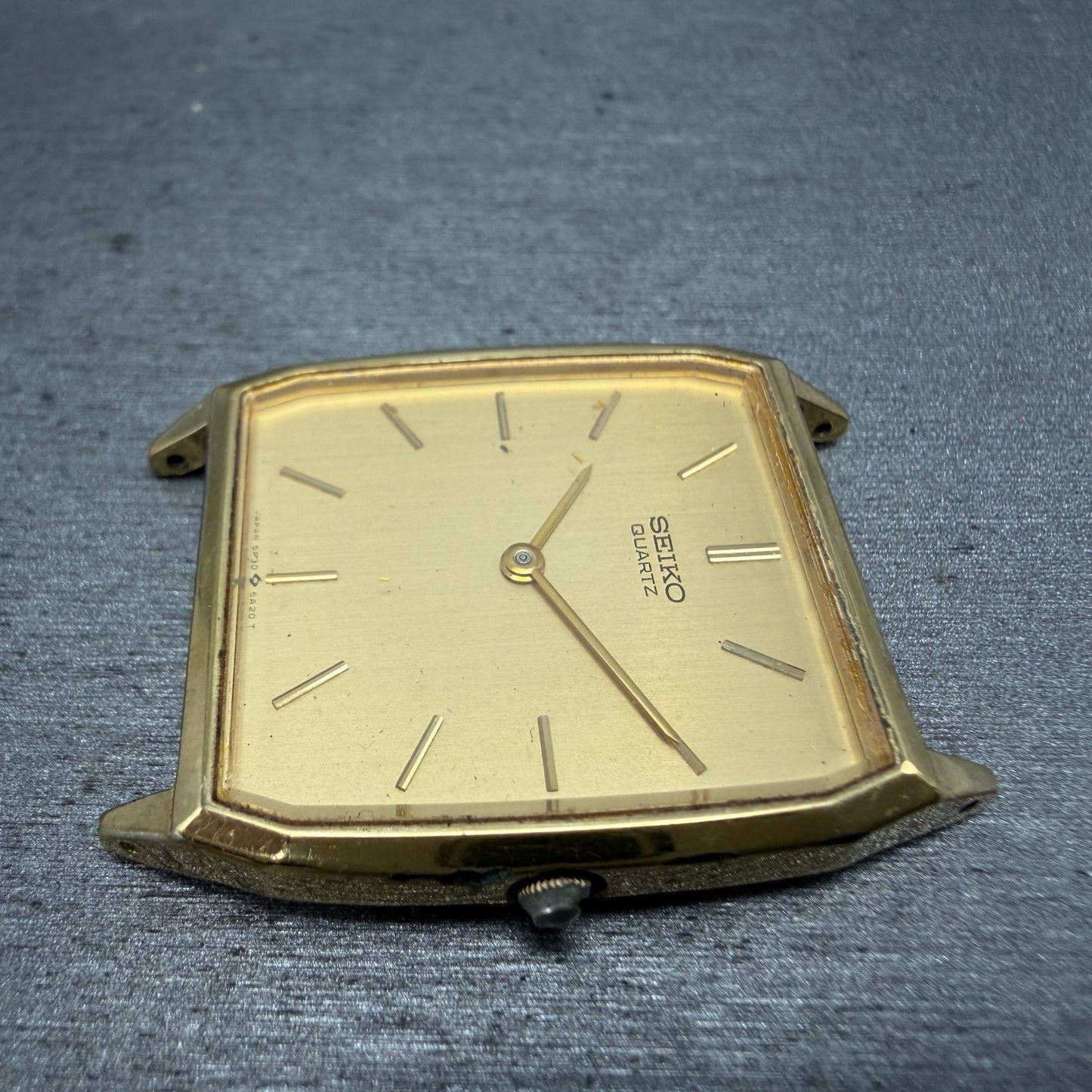 Seiko Watch Men 27mm Champagne Dial Gold Tone Rectangle 5P30-5A10 PARTS Vintage6