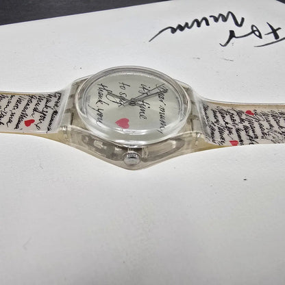 Swatch Dear Mum Watch Unisex 34mm White Dial Clear Case GK294 NOS4