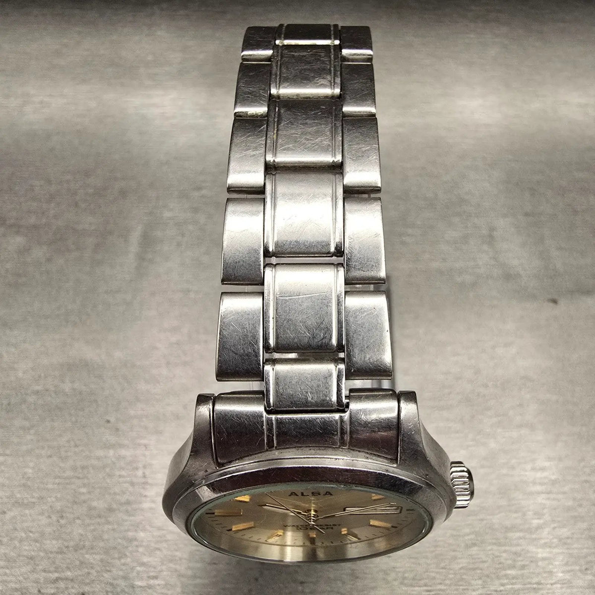 Seiko Alba Watch Men 38mm Champagne Dial Silver Tone Daydate 7N43-0BA0 New Batt4