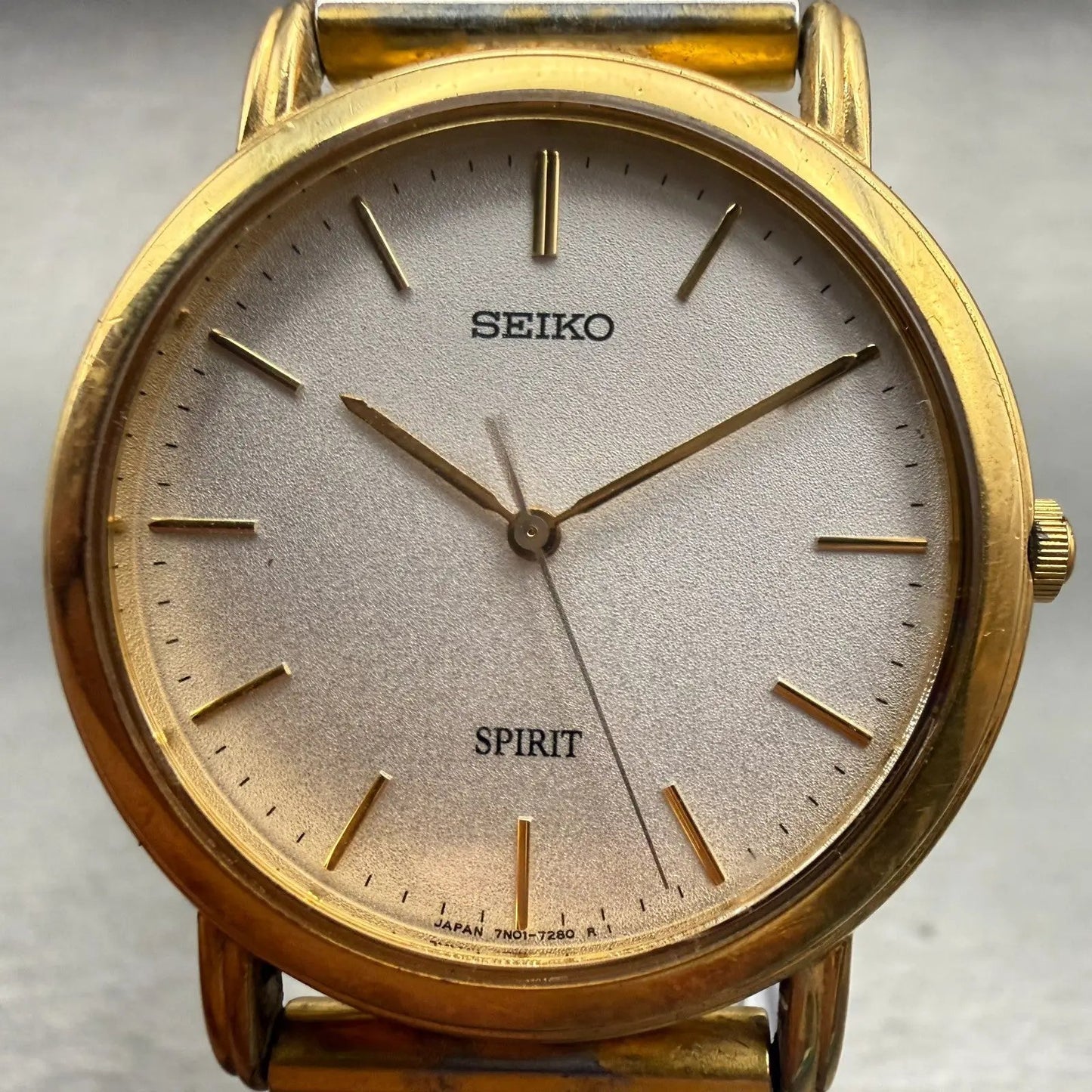 Seiko Watch Men 33mm White Dial Gold Tone Round 7N01-7080 New Battery Vintage1