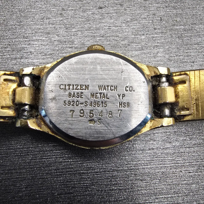 Citizen CQ Watch Women 17mm Black Dial Gold Tone Oval 5920-S49615 New Battery10