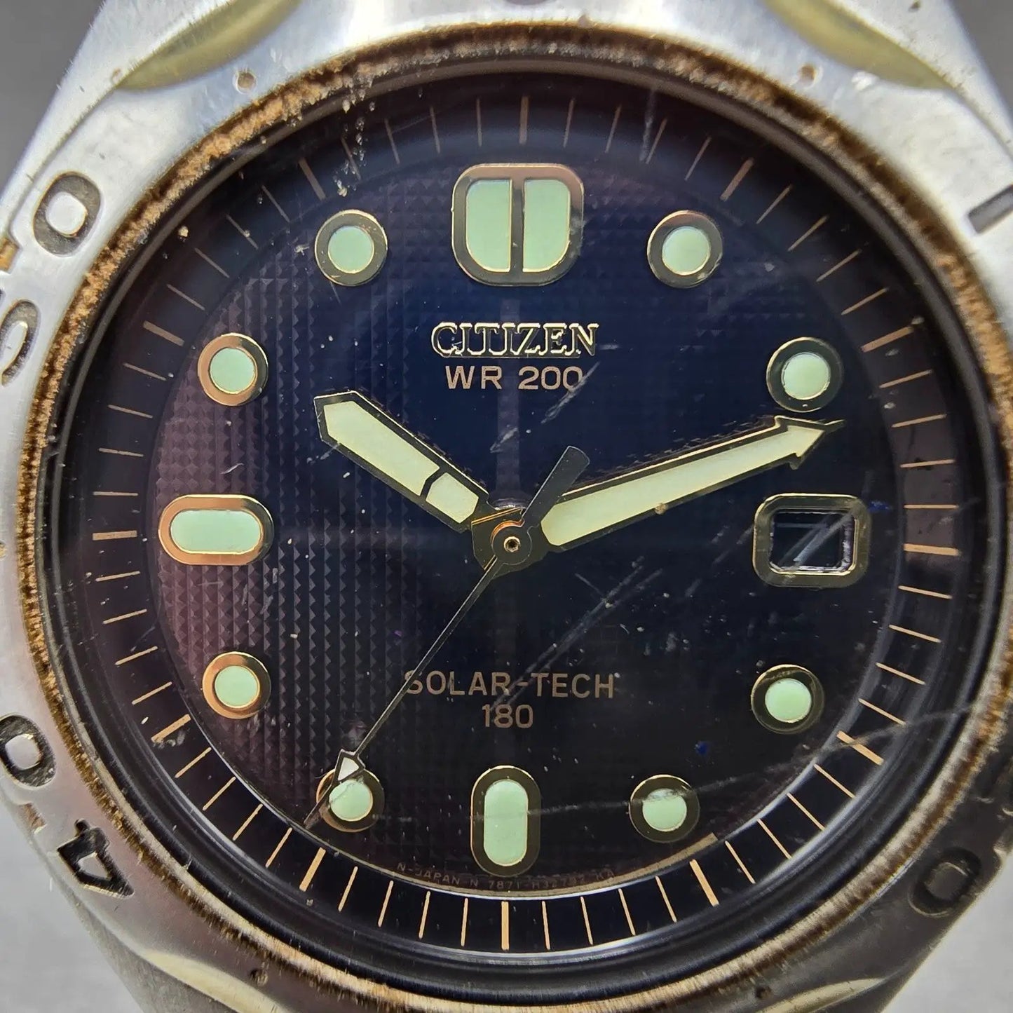 Citizen Eco-Drive Dive Watch Men 40mm Blue Dial Two Tone Date 7871-H19331 Runs1