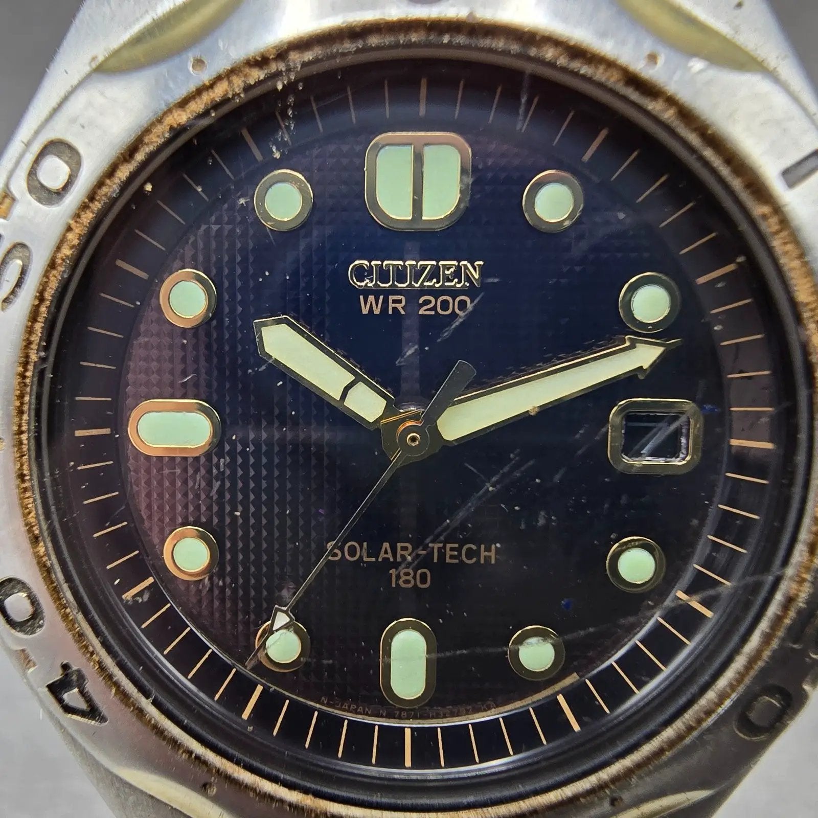 Citizen Eco-Drive Dive Watch Men 40mm Blue Dial Two Tone Date 7871-H19331 Runs1