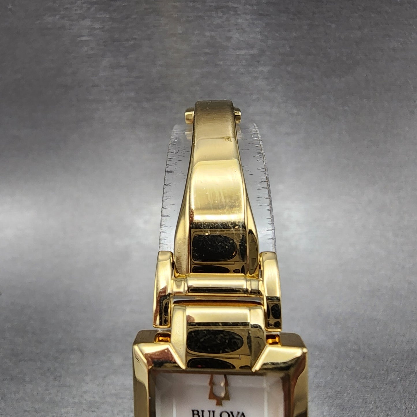 Bulova Tank Watch Women 18mm MOP Dial Gold Tone Diamond Accents New Battery4