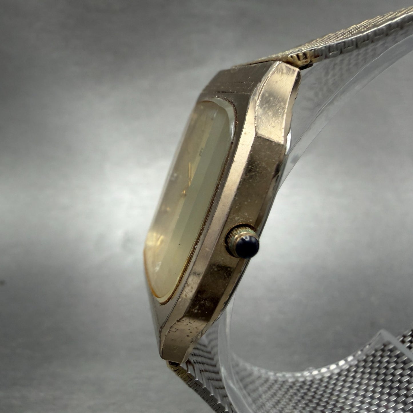 Elgin Tank Watch Men 30mm Champagne Dial Gold Tone Rectangle FK286 New battery2