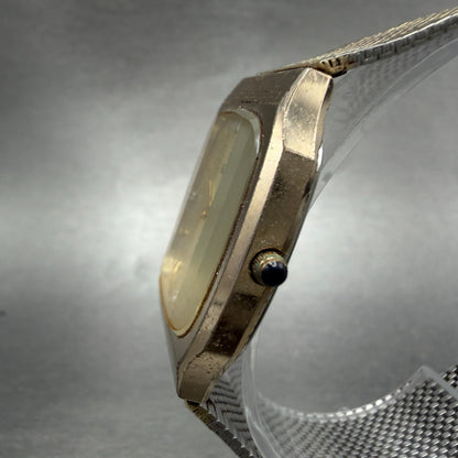 Elgin Tank Watch Men 30mm Champagne Dial Gold Tone Rectangle FK286 New battery2