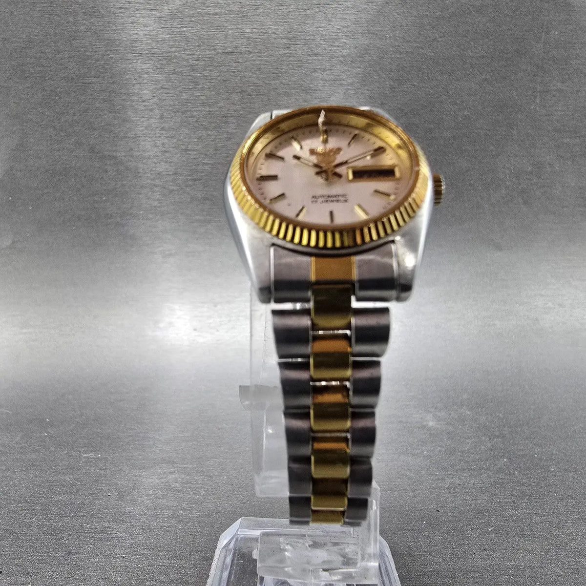 Seiko 5 Automatic Watch Women 24mm Silver Dial Two Tone Daydate 4206-0511 PARTS6