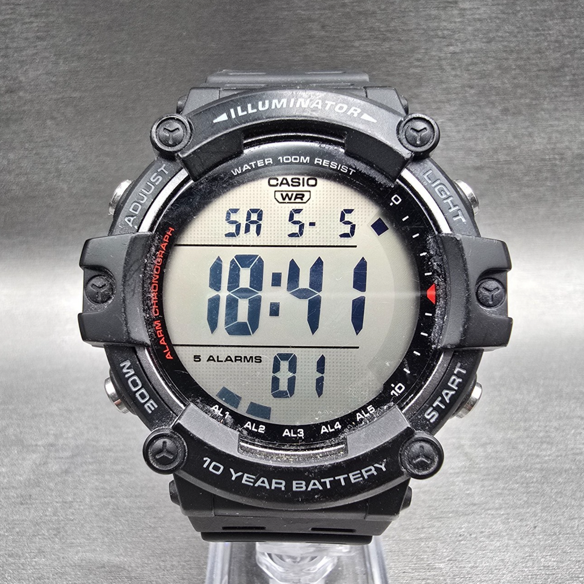 Casio Illuminator AE-1500WH Digital Watch Men 51mm Black Chrono Alarm New Batt670
