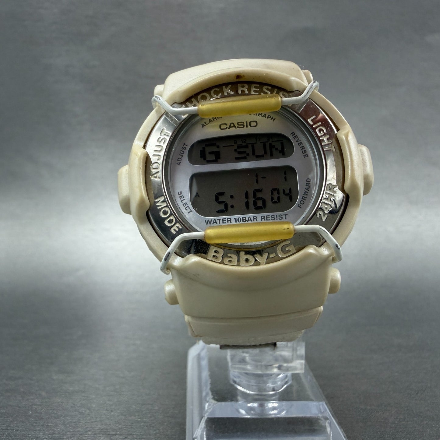 Casio Baby-G BG-1098 Watch Women 43mm Digital White Alarm Chrono New Battery ABC5
