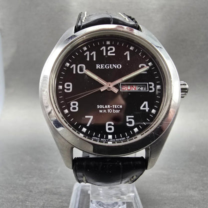 Citizen Reguno Solar Watch Men 40mm Black Dial Steel Daydate J800-R006185 Runs5
