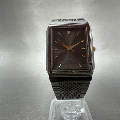 ALBA Estate Tank Watch Men Black Dial Black Tone Rectangle V701-5000 New Battery5