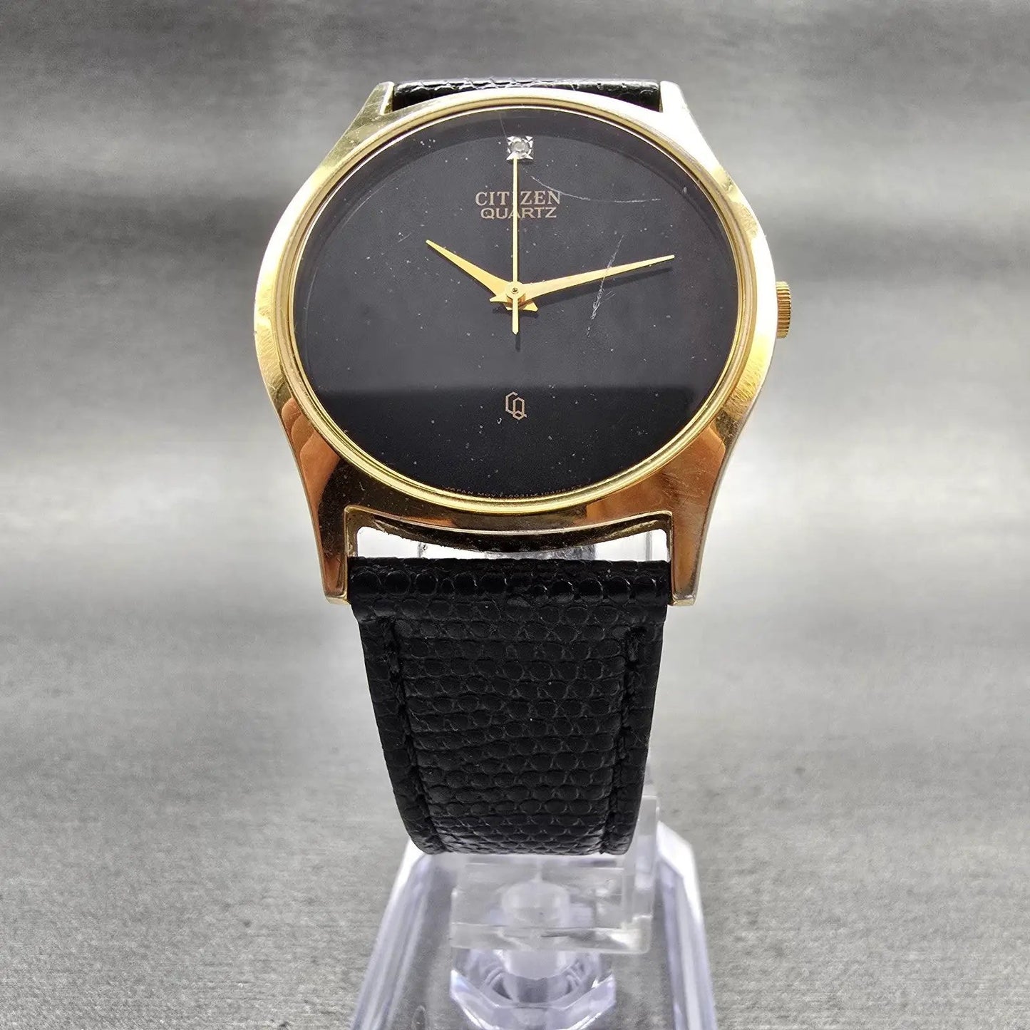 Citizen CQ Watch Men 32mm Black Dial Gold Tone Round 6031-K02716 New Battery VTG5