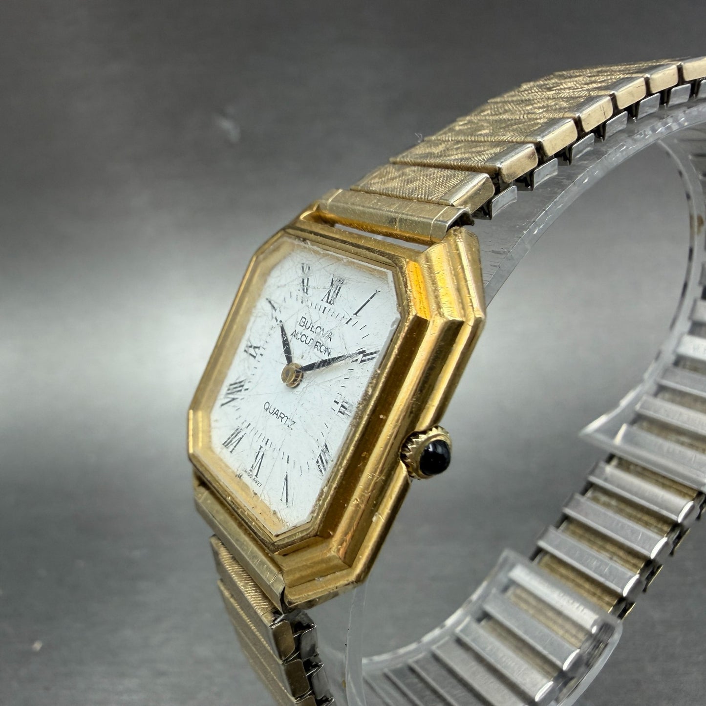 Bulova Accutron Watch Women 27mm White Dial Gol Tone Octagon 6927 VTG PARTS3
