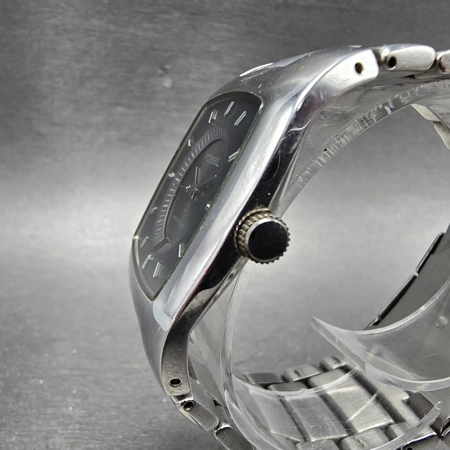 Fossil Arkitekt Watch Men 36mm Black Dial Silver Tone Date FS-3033 New Battery2