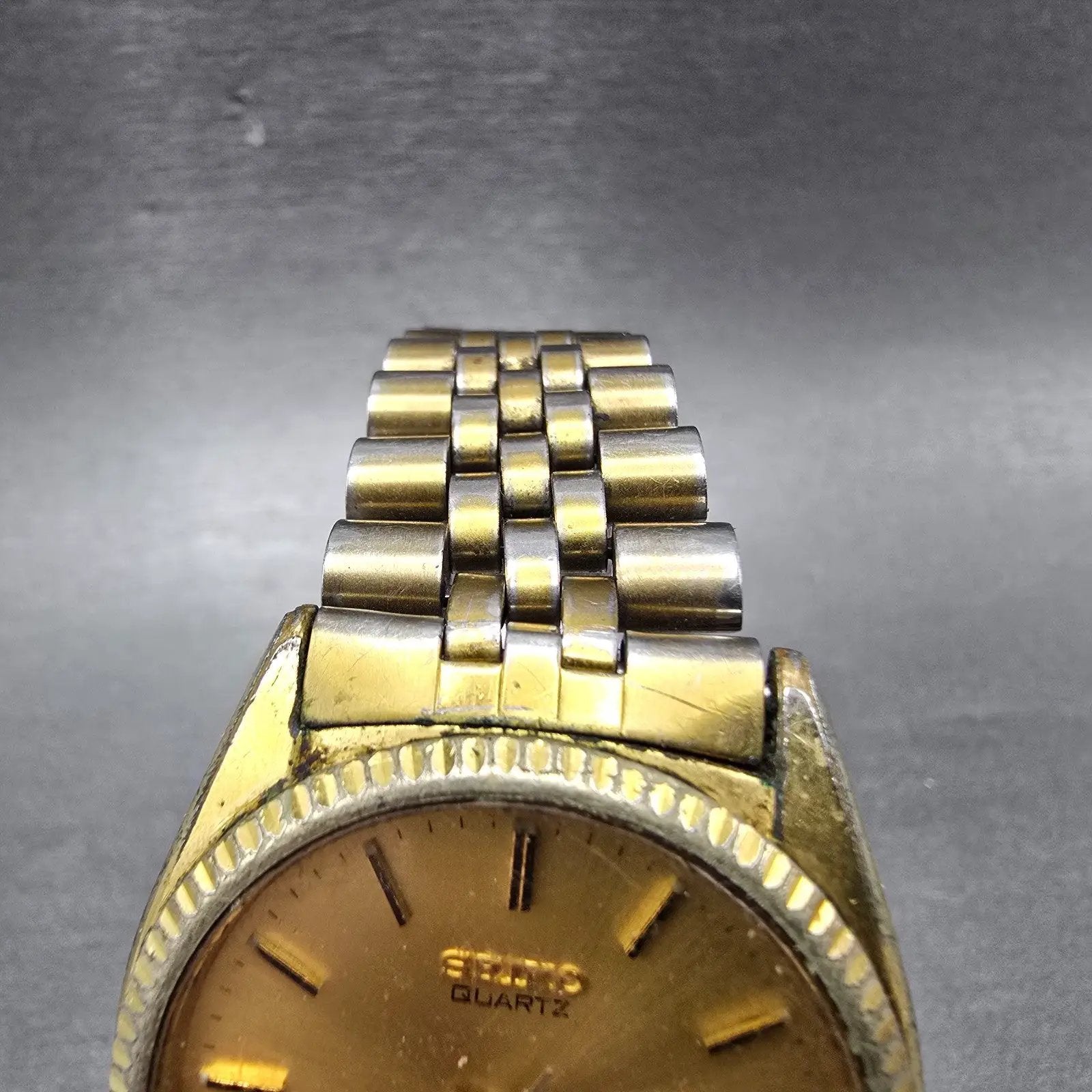 Seiko SQ President Watch Men 36mm Gold Dial Gold Daydate 5Y23-8A60 Round PARTS B5