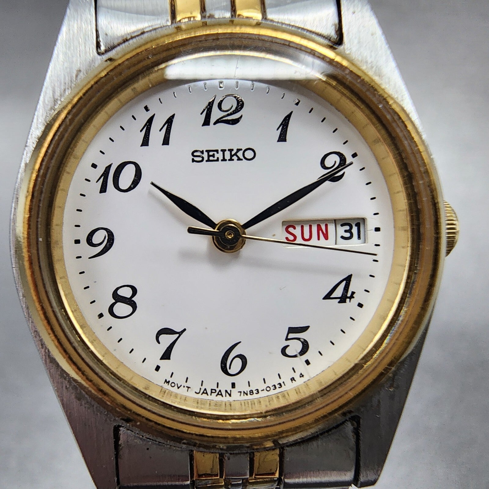 Seiko Watch Women 24mm White Dial Two Tone Daydate Round 7N830011 New Battery1