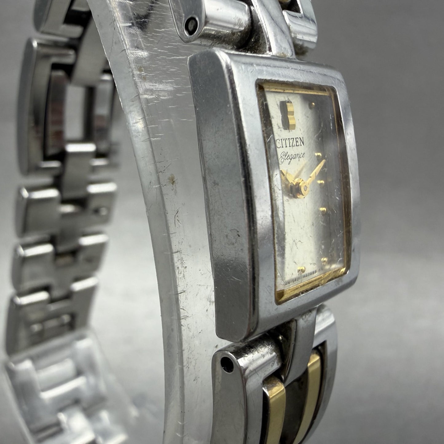 Citizen Elegance Tank Watch Women 14mm Champagne Dial TwoTone 5421H24156 NewBat3