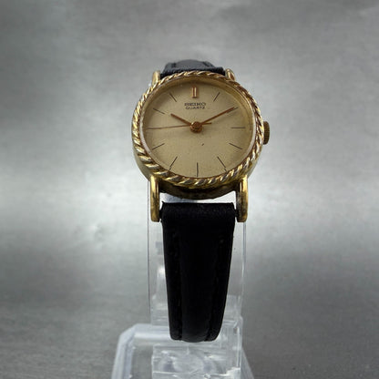Seiko Watch Women 19mm Champagne Dial Gold Tone Oval 1421-5510 New Battery VTG 25