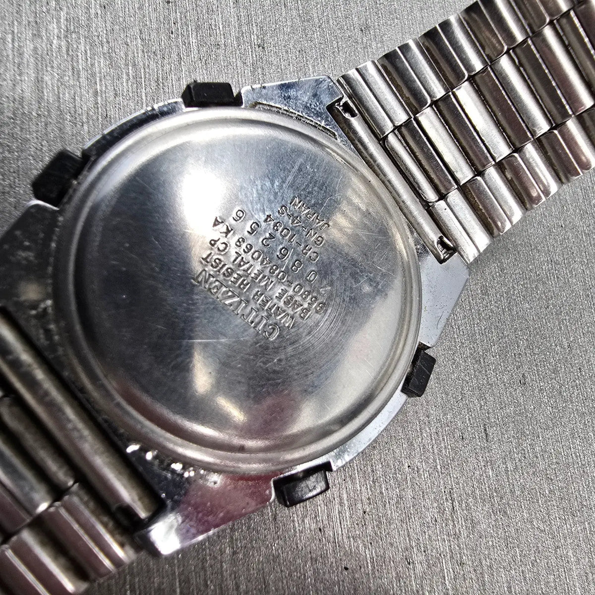 Citizen Seven Digital Watch Men 33mm Silver Chrono Alarm 9590-084063 New Battery10