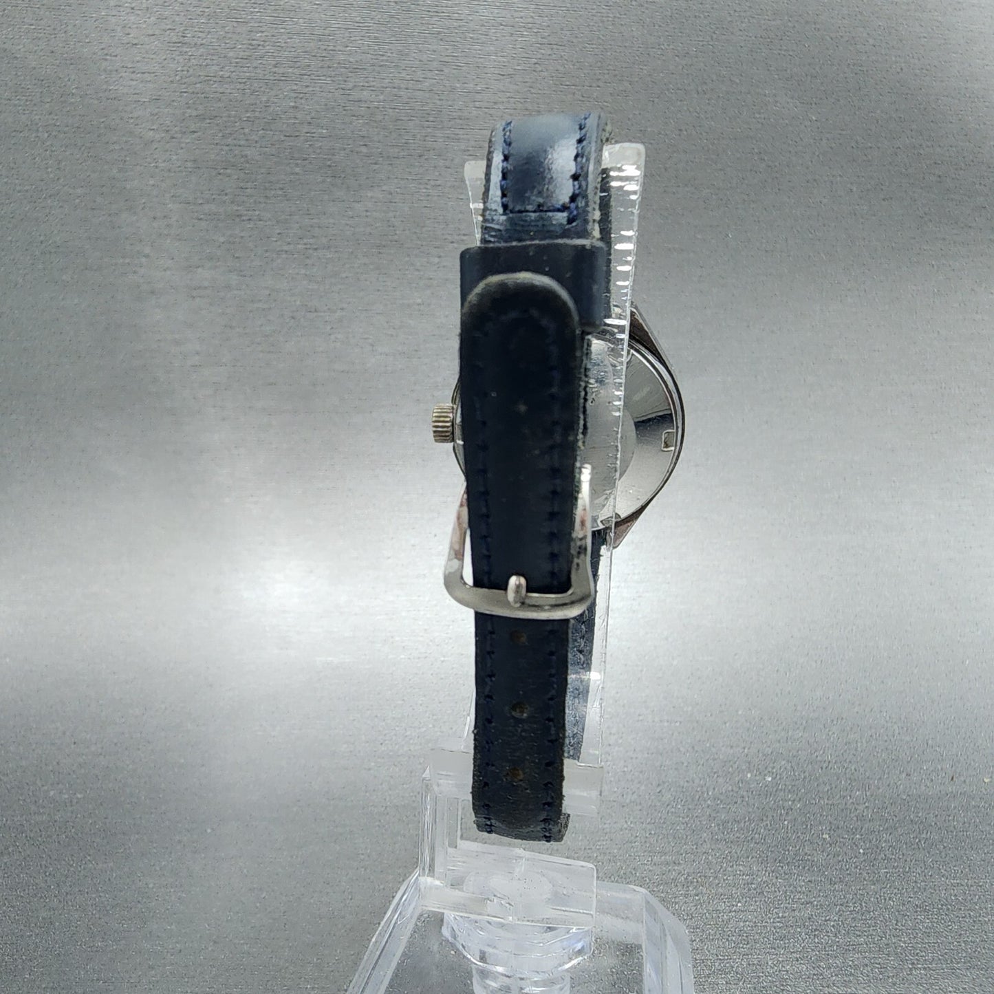 Elgin Jump Hour Automatic Watch Women 28mm Blue Dial Steel Vintage PARTS8