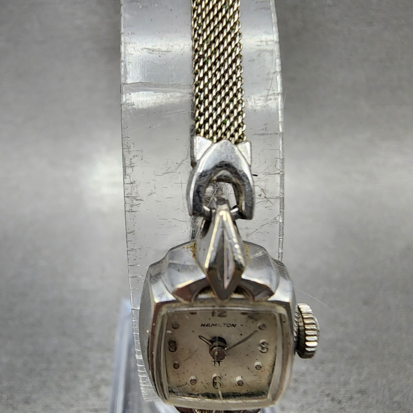 Hamilton Watch Women 14mm White Dial 10K White Gold Plated Manual Wind Runs4