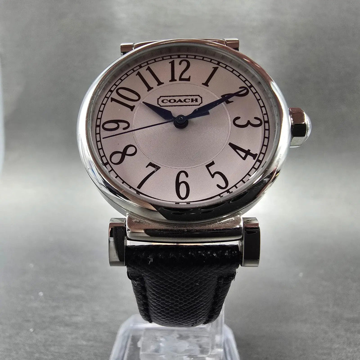 Coach Madison Watch Women 32mm White Dial Silver Date Round Leather New Batt5