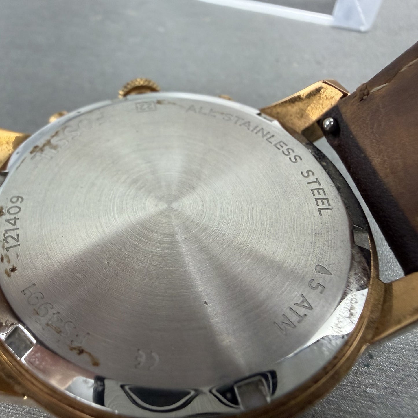 Fossil Grant Chronograph Watch Men 44m Cream Dial Rose Gold FS4991 New Battery9