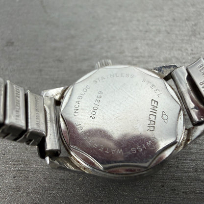 Enicar Star Jewels Watch Women 18mm White Dial Steel Manual Wind Runs VTG ABC9