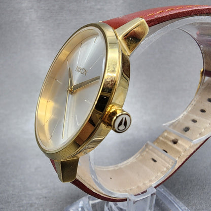 Nixon Kensington Watch Women 37mm Silver Dial Gold Tone Round New Battery2