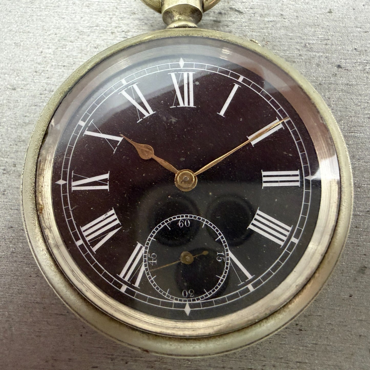 Longines Pocket Watch 49mm Black Dial Silver Case Round Manual Wind Runs VTG1