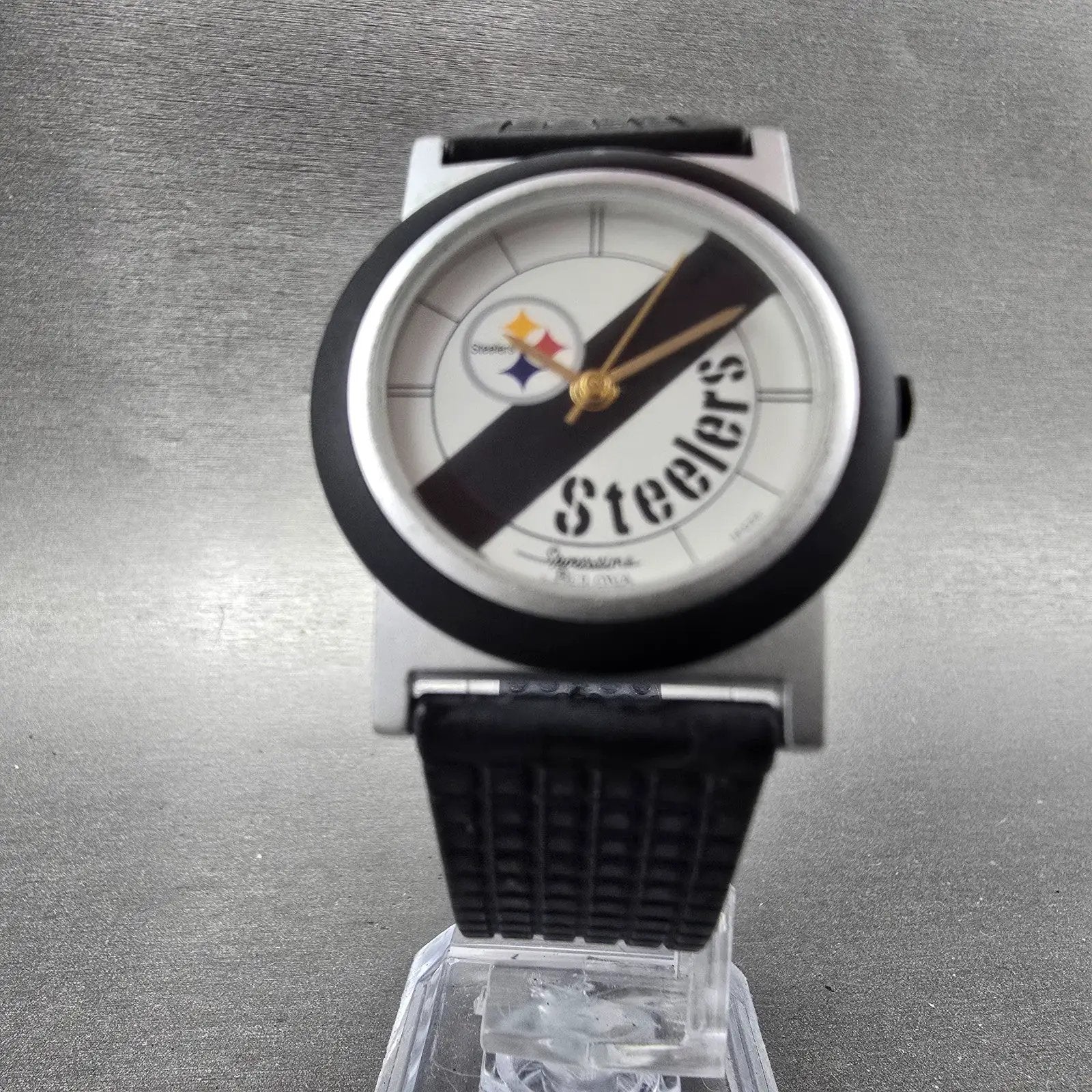 Bulova Steelers Watch Unisex 31mm White Dial Silver Tone Round 2FC22 New Battery5