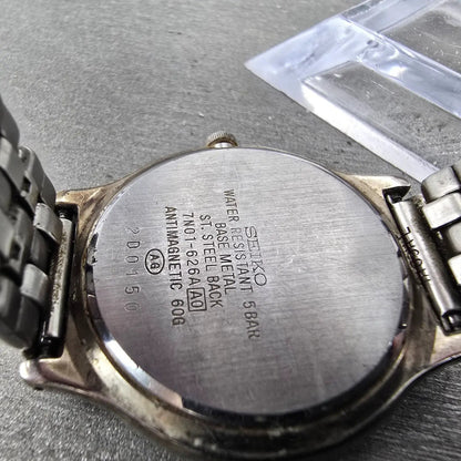 Seiko Avenue Watch Men 32 White Dial Two Tone Round 7N01-626A Bracelet PARTS10