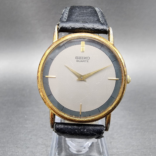 Seiko Watch Men 31mm Gray Dial Gold Tone Round 5y30-7009 New Battery