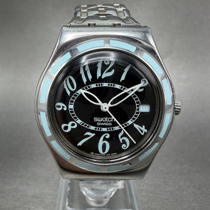 Swatch Irony Fresh Breath Watch Women 33mm Black Dial Steel Date SCK407 New batt0