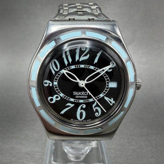 Swatch Irony Fresh Breath Watch Women 33mm Black Dial Steel Date SCK407 New batt0