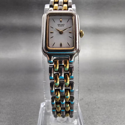 Seiko Watch Women 15mm White Dial Silver Tone Rectangle 1N00-0D09 New Battery5