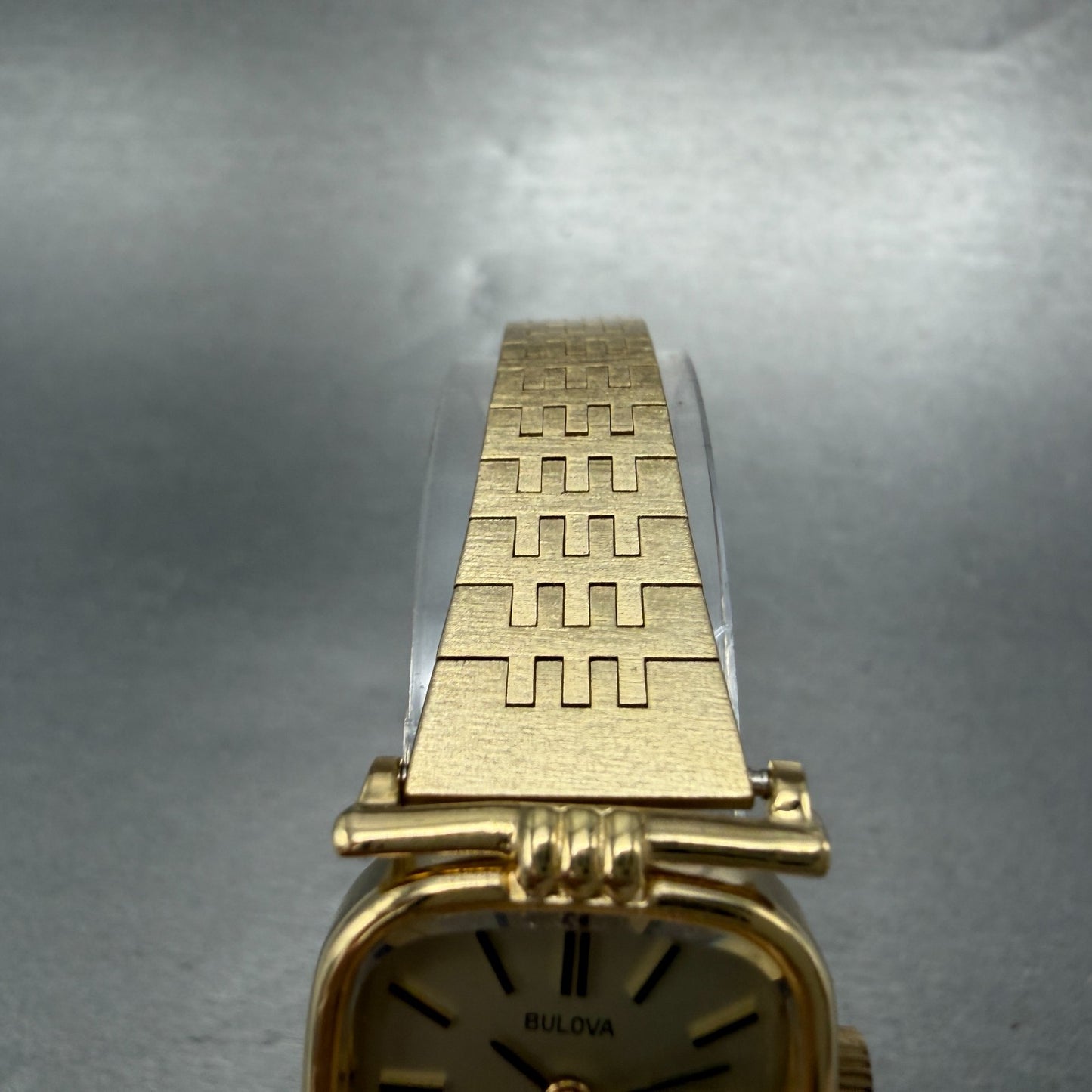 Bulova Watch Women 20mm Champagne Dial Gold Tone Rectangle Manual 7N07-001A Runs4